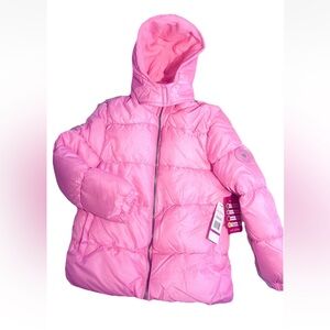 Pink Platinum Girls Winter Puffer Jacket Hood Fleece Lining SZ 10/12 NEW